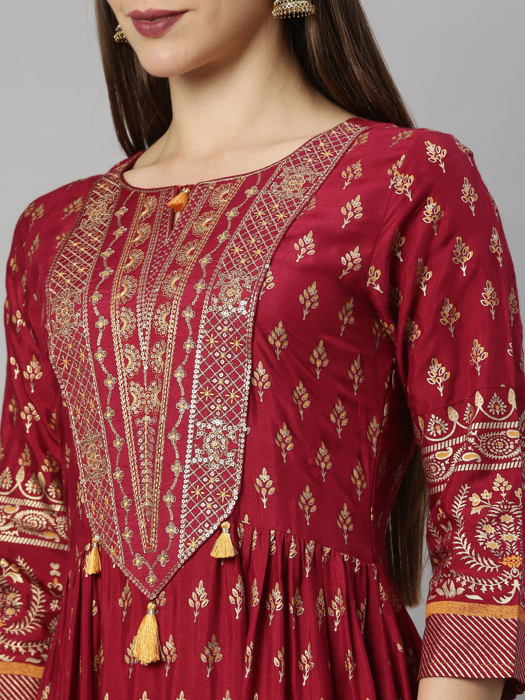 Neeru's Maroon Color Santoon Fabric Tunic