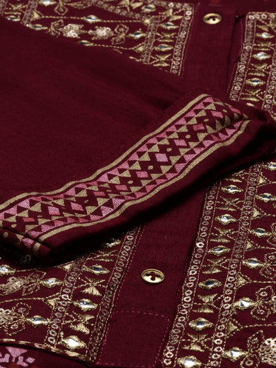 Neeru's Maroon Color Slub Riyon Fabric Tunic