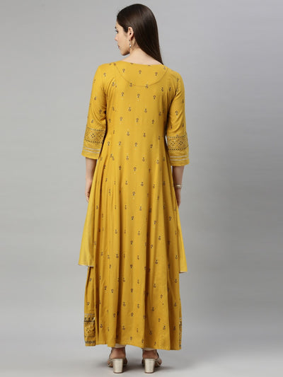 Neeru's Mustard Color Chanderi Fabric Tunic