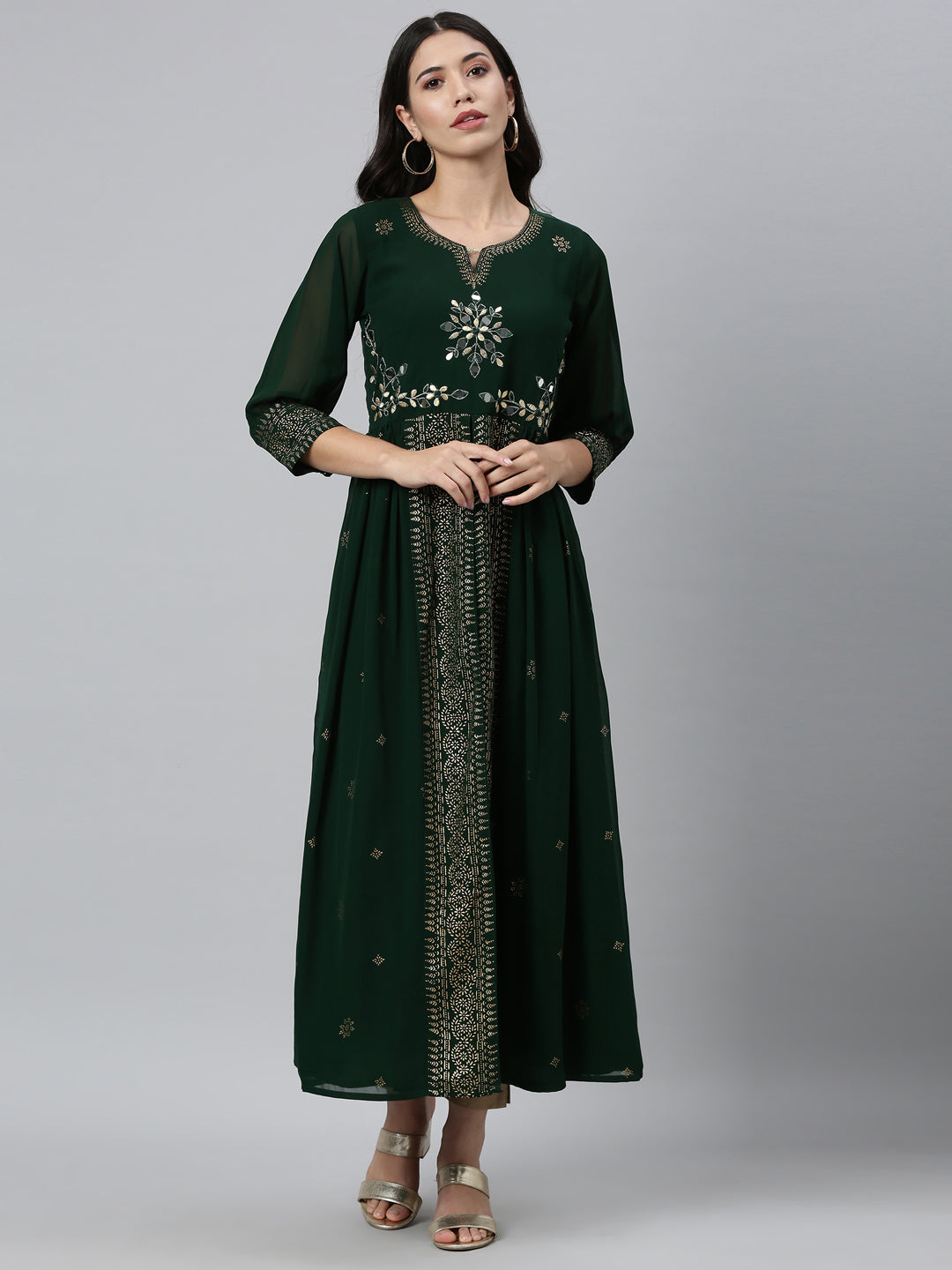 Neeru's Green Color Georgette Fabric Kurta