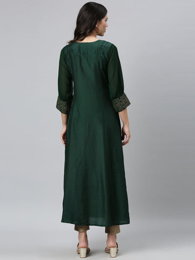 Neeru's Green Color Georgette Fabric Kurta