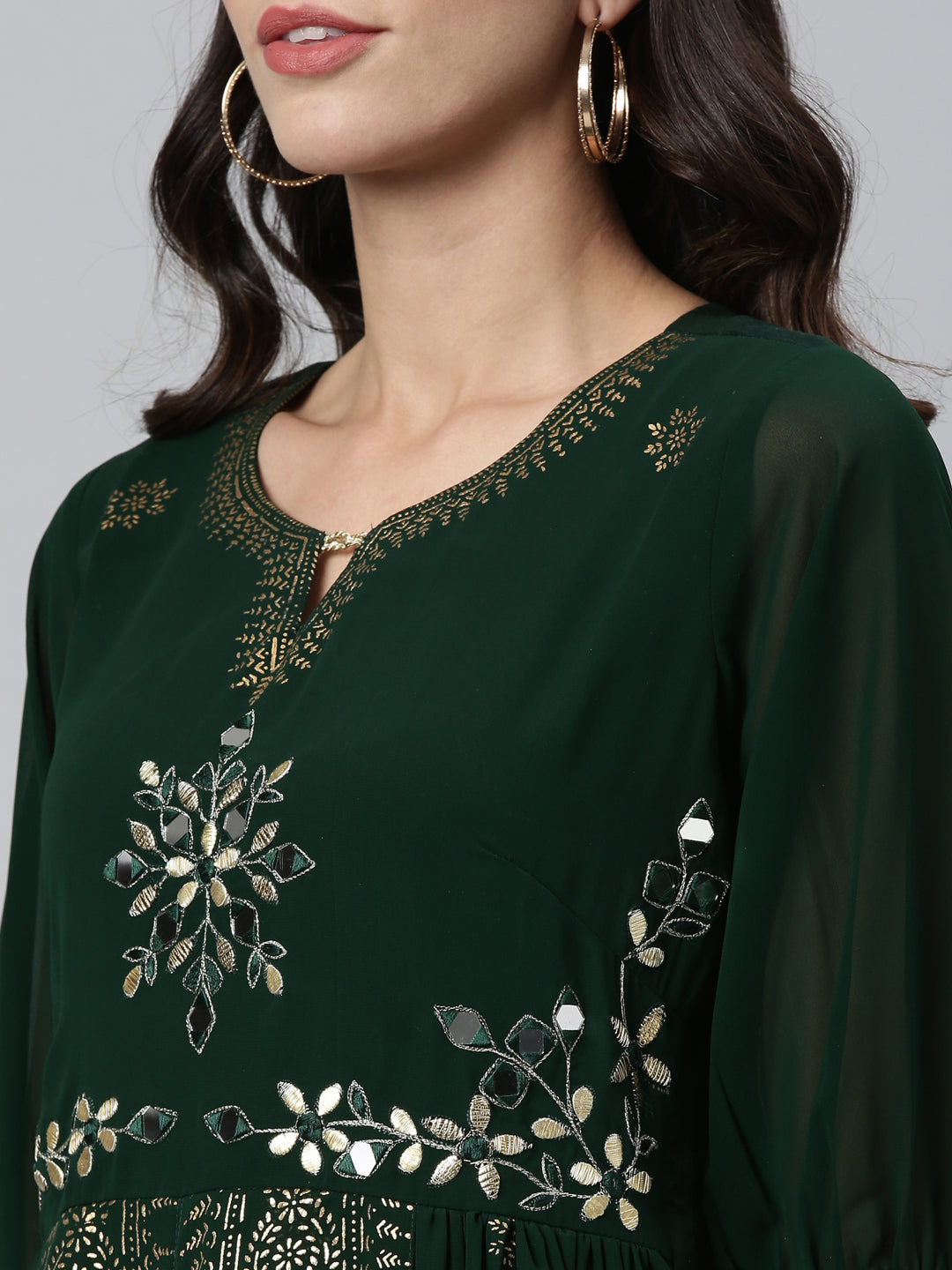 Neeru's Green Color Georgette Fabric Kurta