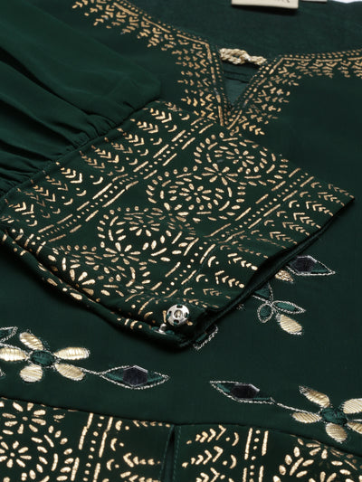 Neeru's Green Color Georgette Fabric Kurta