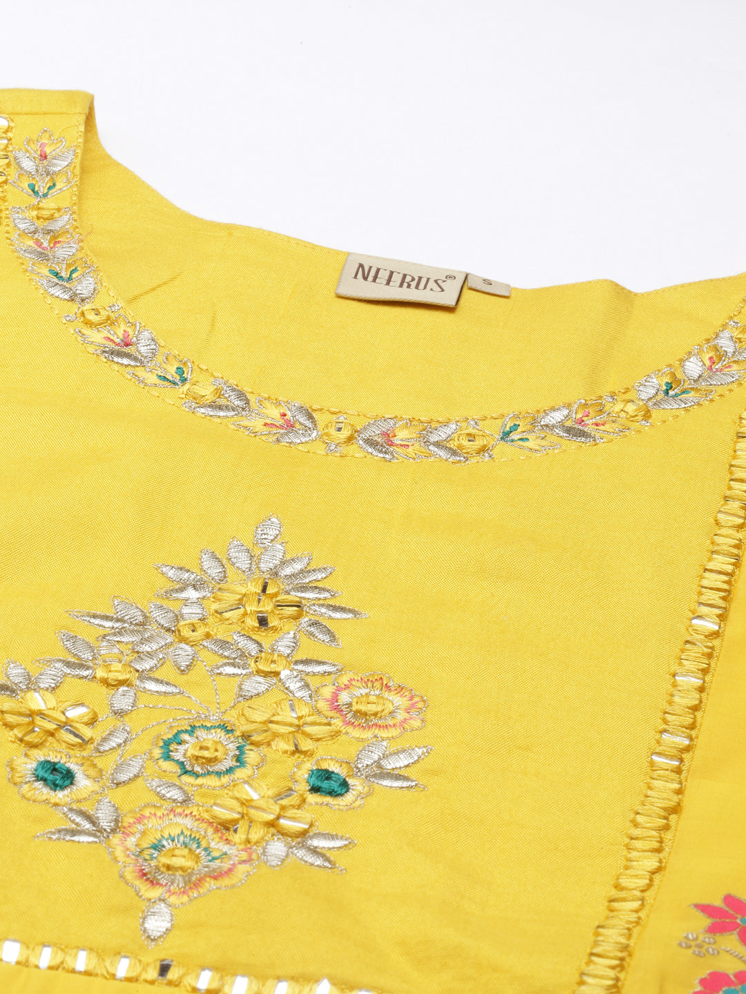 Neeru's Yellow Colour Dress Chanderi Fabric Kurta