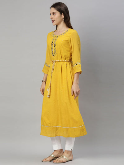 Neeru's Yellow Color Chanderi Fabric Tunic