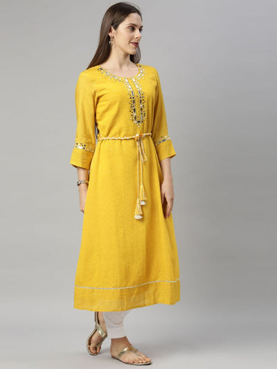 Neeru's Yellow Color Chanderi Fabric Tunic