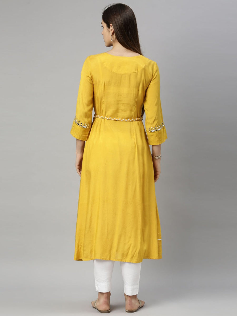 Neeru's Yellow Color Chanderi Fabric Tunic