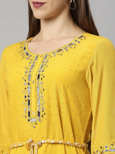 Neeru's Yellow Color Chanderi Fabric Tunic