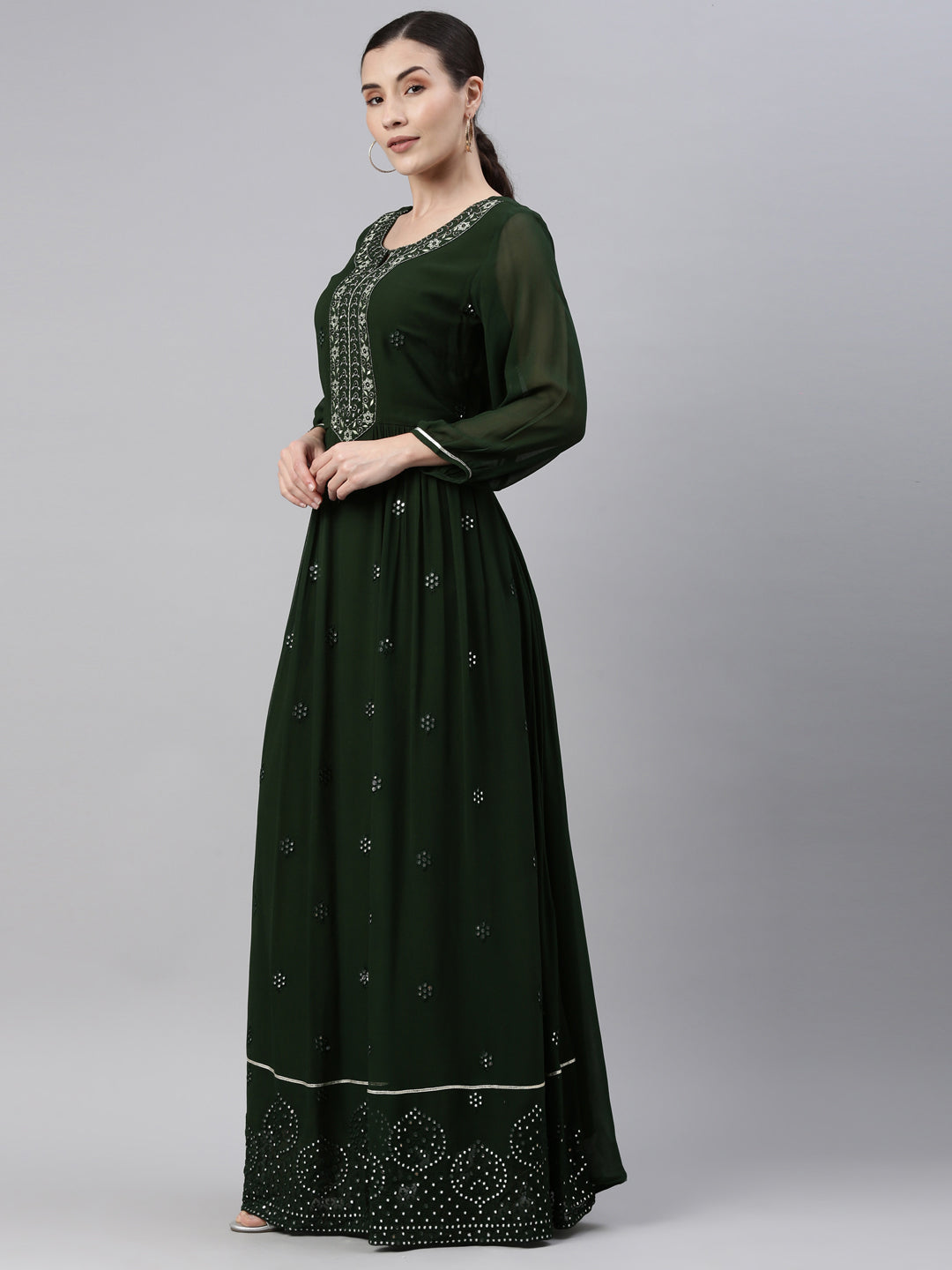 Neeru's Green Color Georgette Fabric Kurta