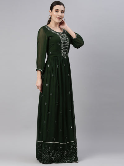 Neeru's Green Color Georgette Fabric Kurta