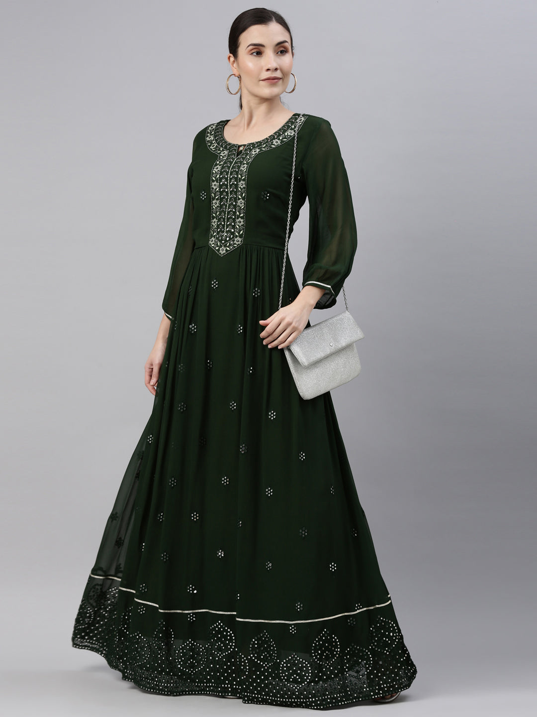 Neeru's Green Color Georgette Fabric Kurta