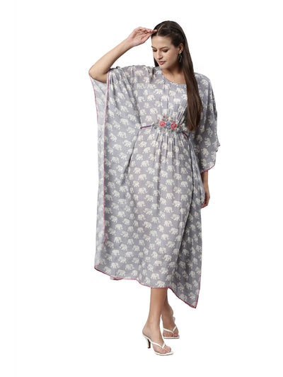 Neeru's Grey Color Muslin Fabric Kurta