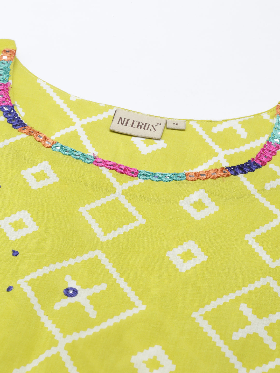 Neeru's Lemon Color Mulmul Fabric Kurta