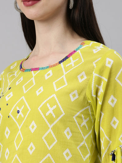 Neeru's Lemon Color Mulmul Fabric Kurta