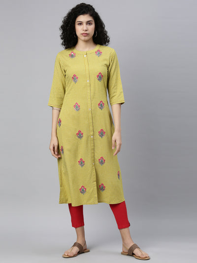 Neeru's Green Color Rayon Fabric Kurta