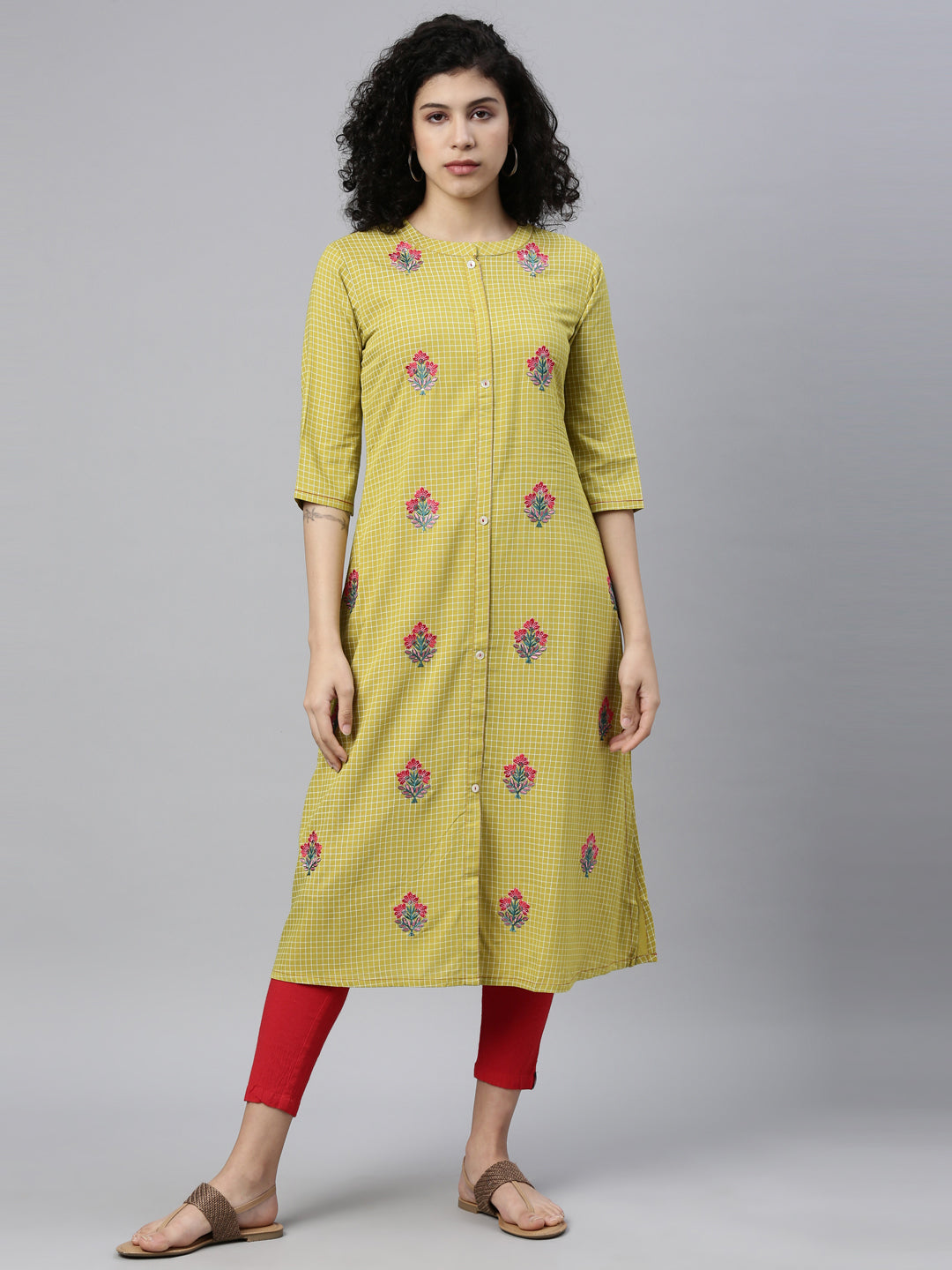 Neeru's Green Color Rayon Fabric Kurta