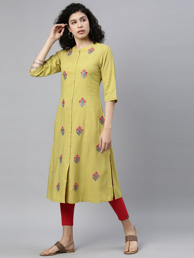 Neeru's Green Color Rayon Fabric Kurta