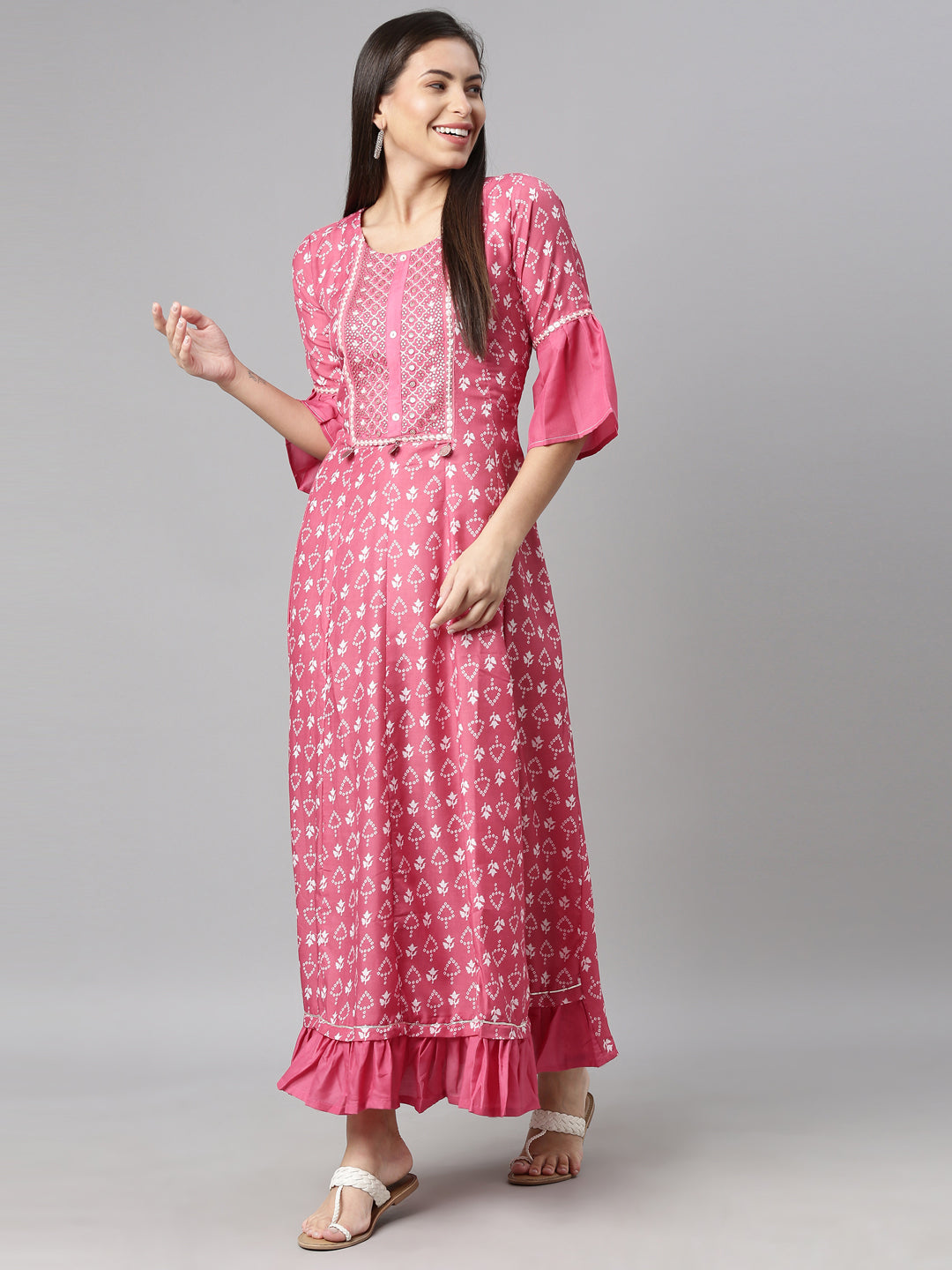 Neeru's Rani Pink Color Muslin Fabric Kurta