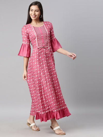 Neeru's Rani Pink Color Muslin Fabric Kurta