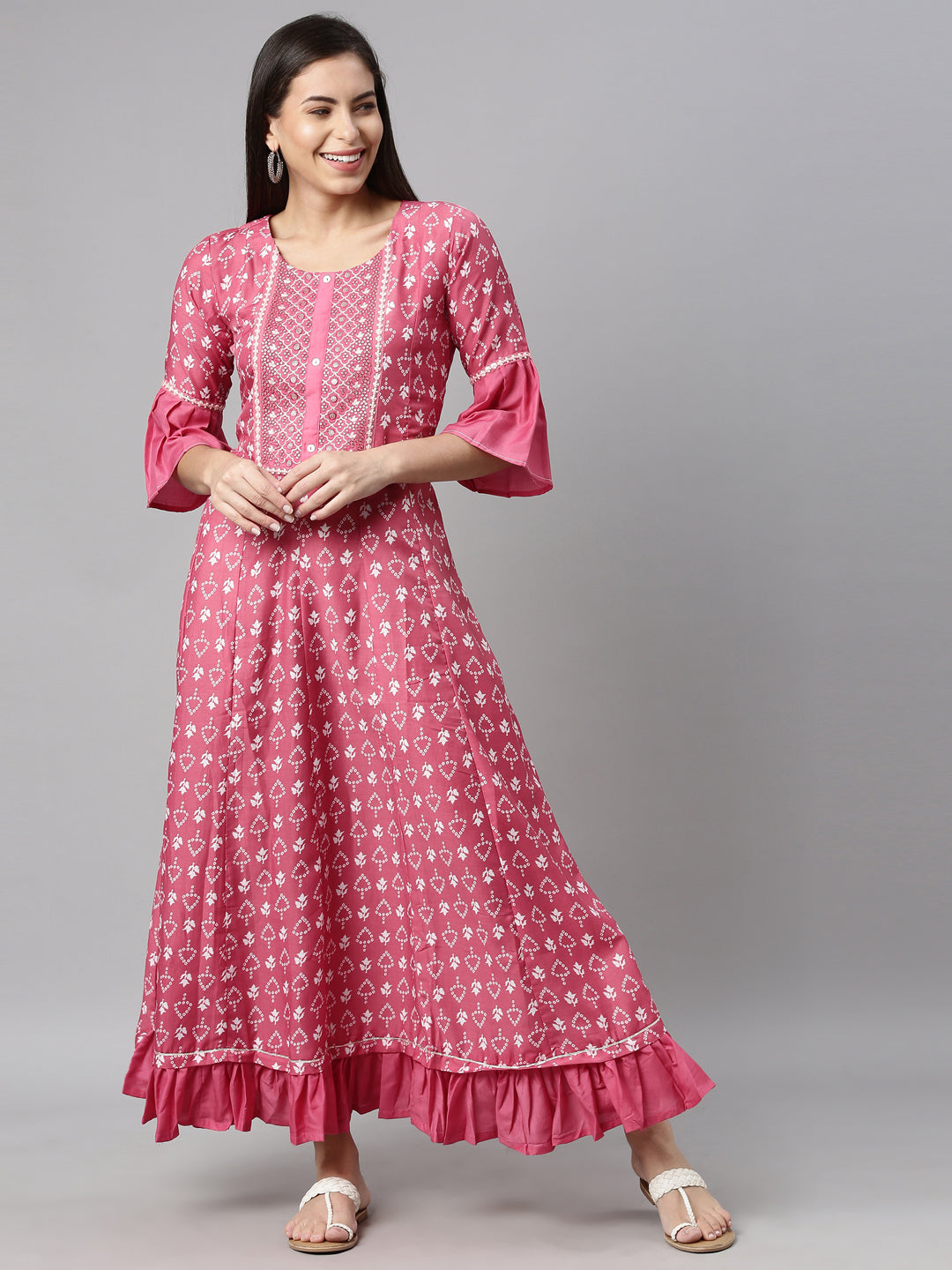 Neeru's Rani Pink Color Muslin Fabric Kurta