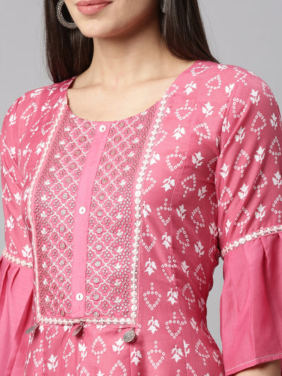 Neeru's Rani Pink Color Muslin Fabric Kurta