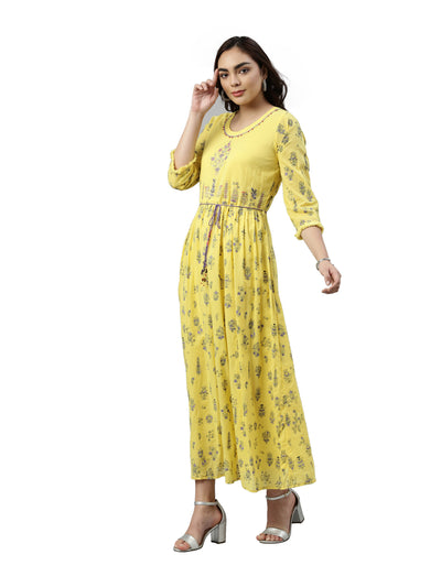 Neeru's Yellow Color Cotton Fabric Kurta