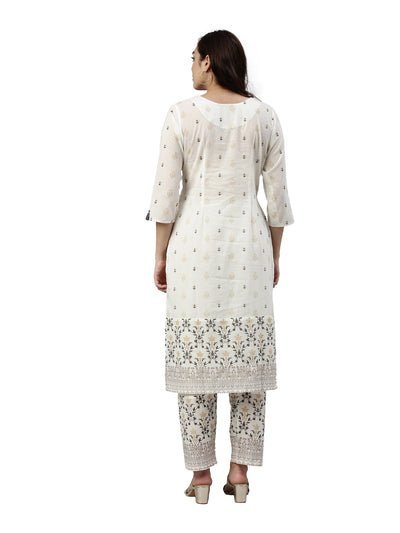 Neeru's White Color Cotton Fabric Kurta Set