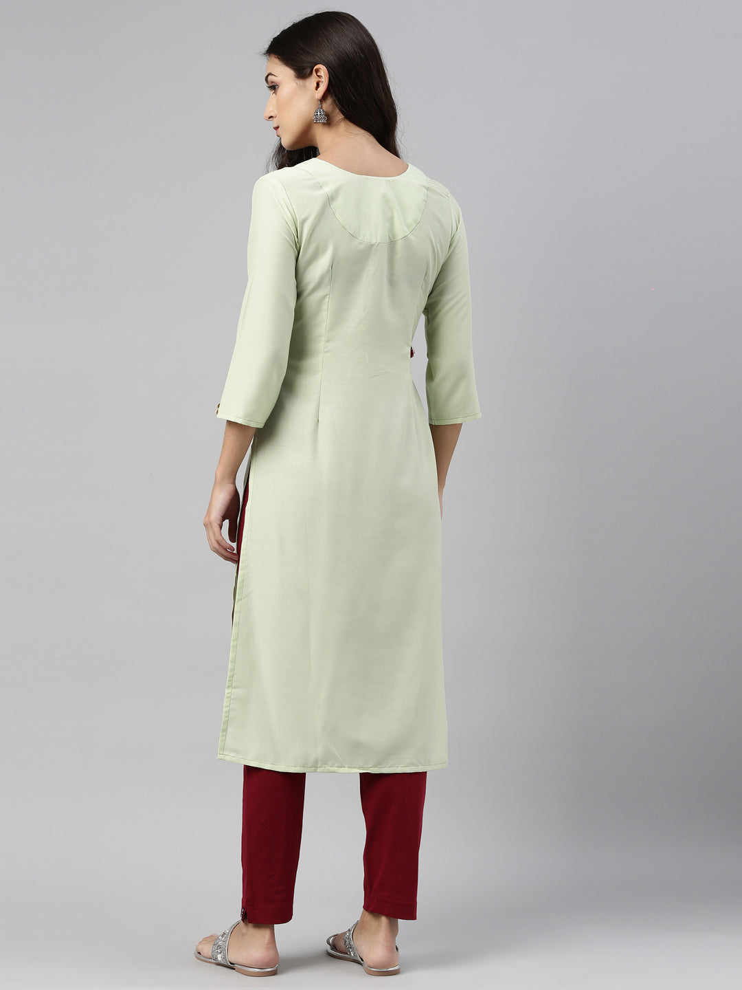 Neeru's Pista Color Muslin Fabric Tunic