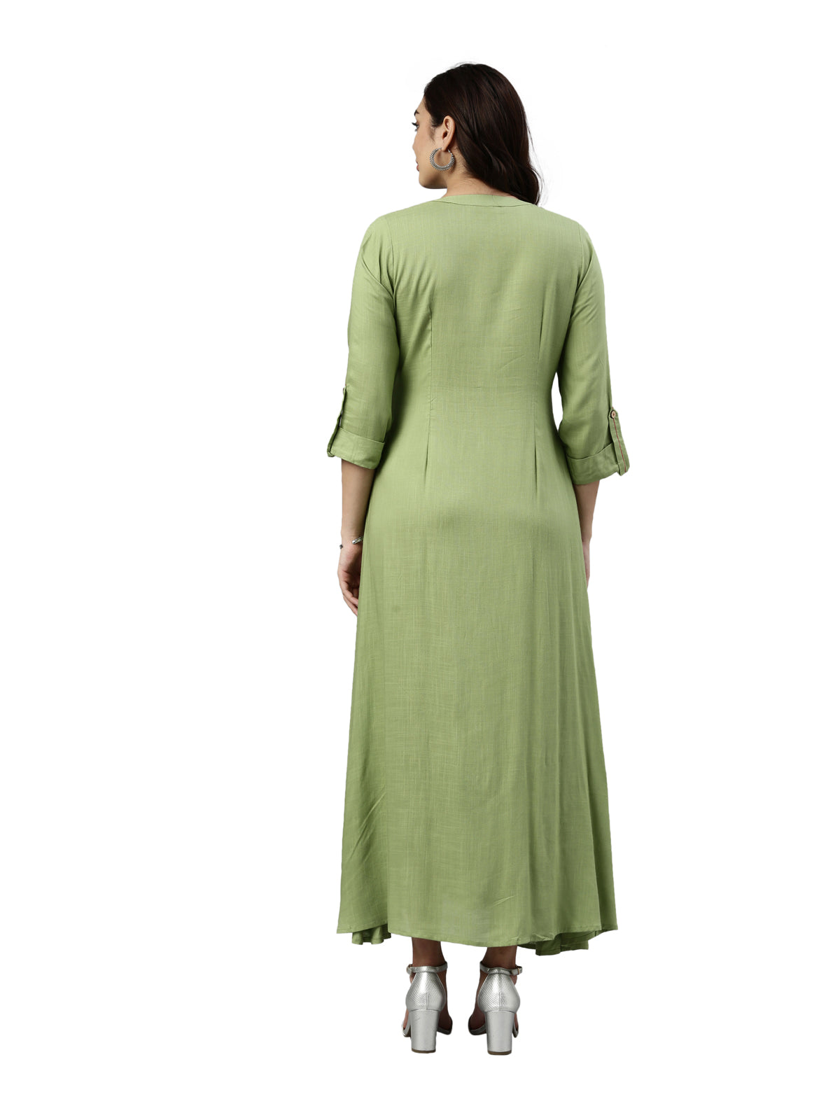 Neeru's Pista Green Color Slub Rayon Fabric Kurta