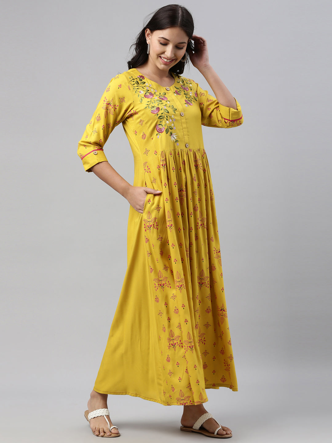 Neeru's Mustard Color Rayon Fabric Tunic