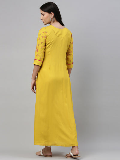 Neeru's Mustard Color Rayon Fabric Tunic