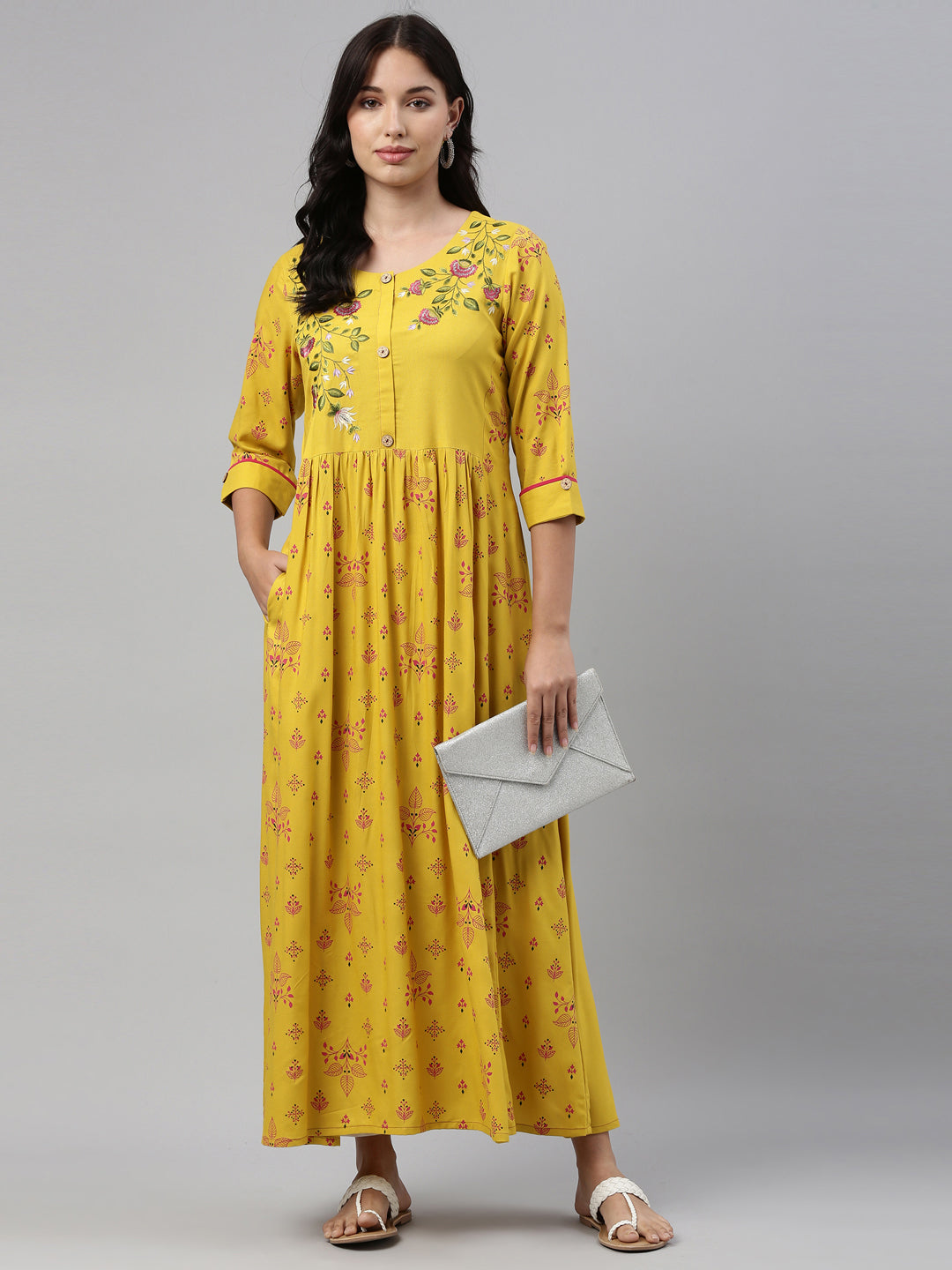 Neeru's Mustard Color Rayon Fabric Tunic