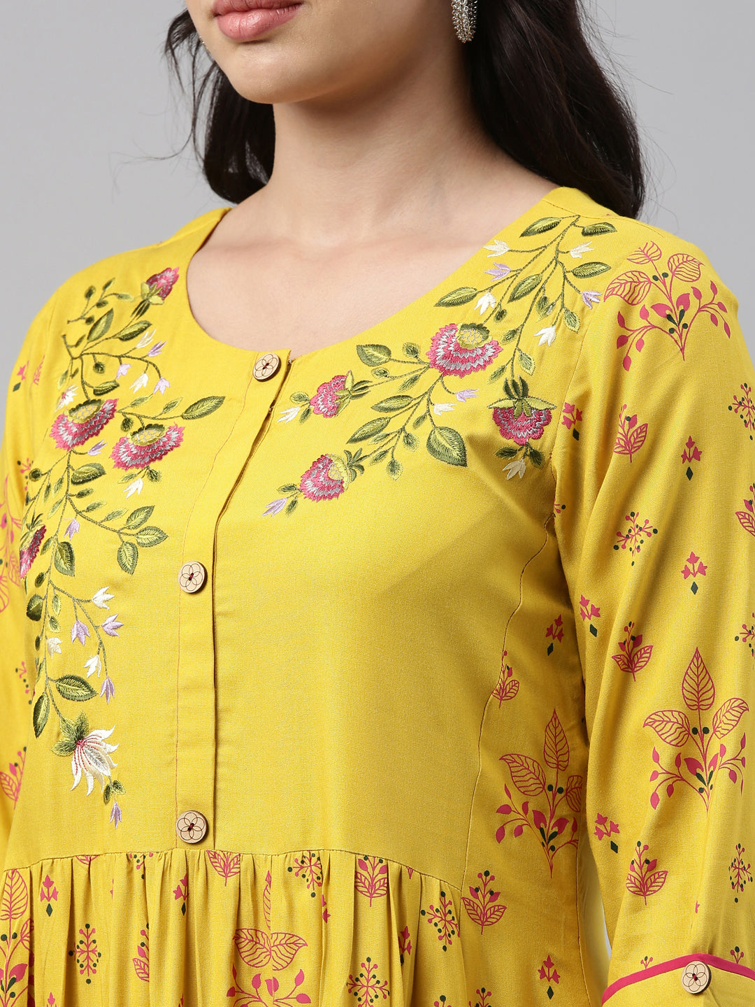 Neeru's Mustard Color Rayon Fabric Tunic