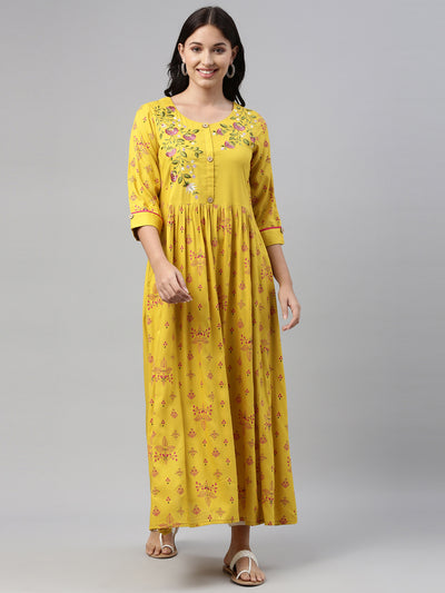 Neeru's Mustard Color Rayon Fabric Tunic