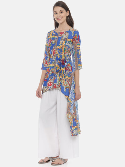 Neeru's Blue Printed High Low Kurta