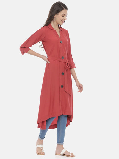 Neeru's Red High Low Kurta