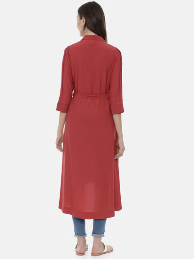 Neeru's Red High Low Kurta