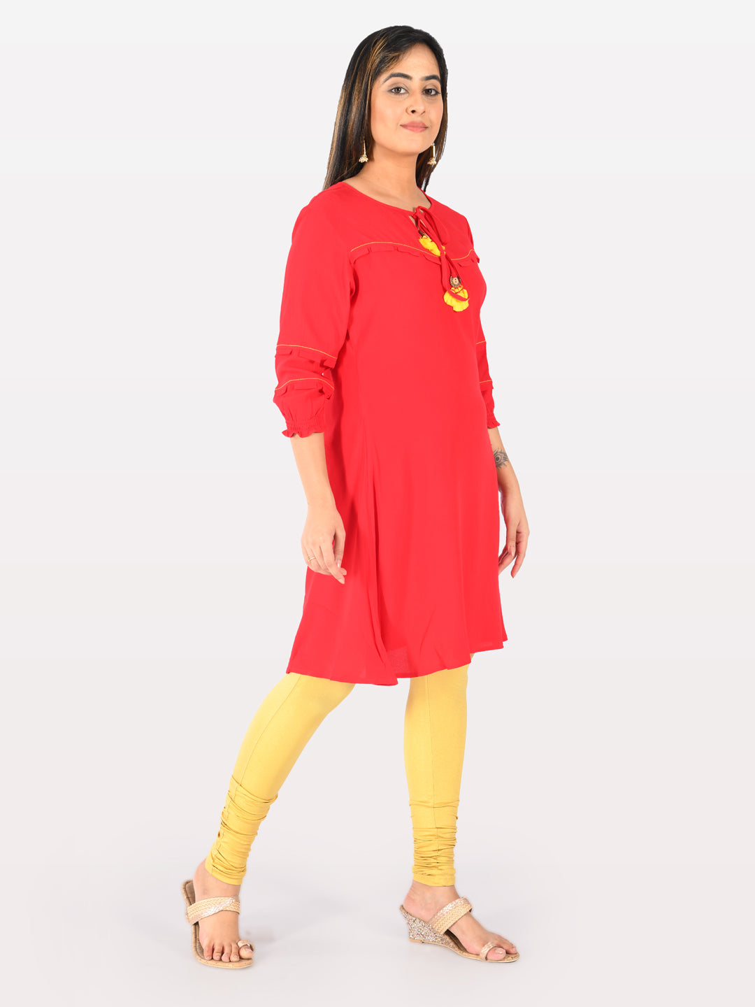 Neeru's Red A Line Kurta