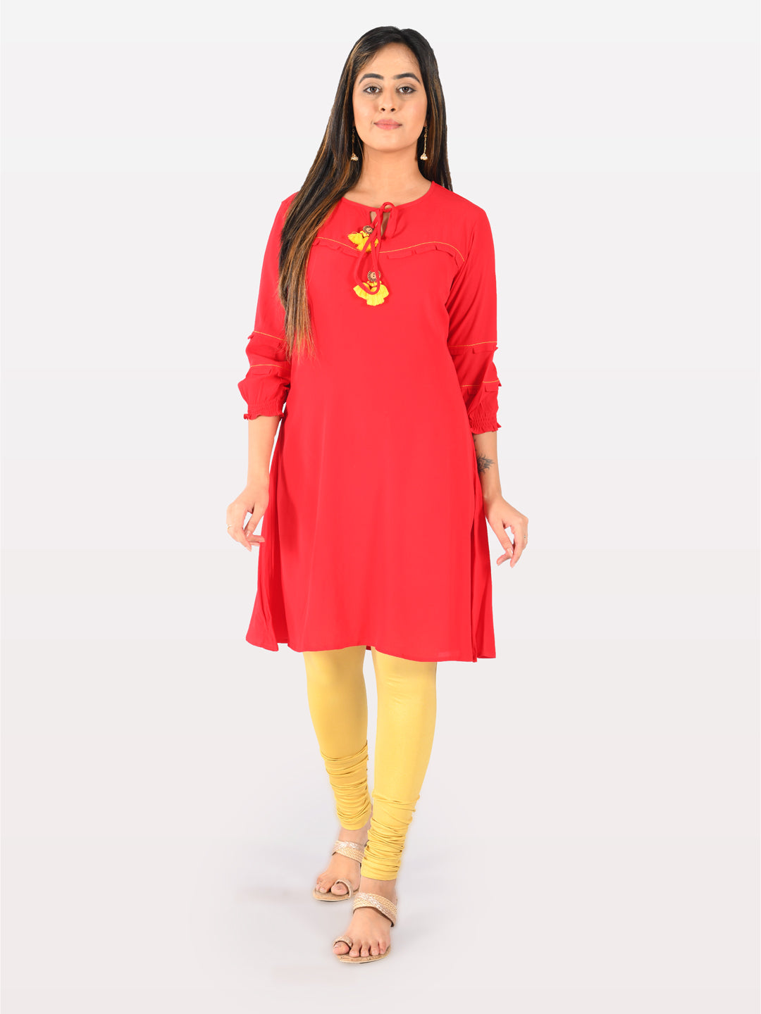 Neeru's Red A Line Kurta