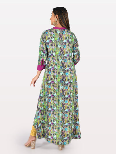 Neeru's Multicolor Printed High Low Kurta