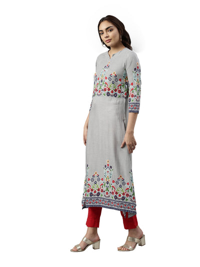 Neeru's Gray Color Rayon Fabric Kurta