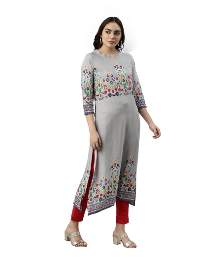 Neeru's Gray Color Rayon Fabric Kurta