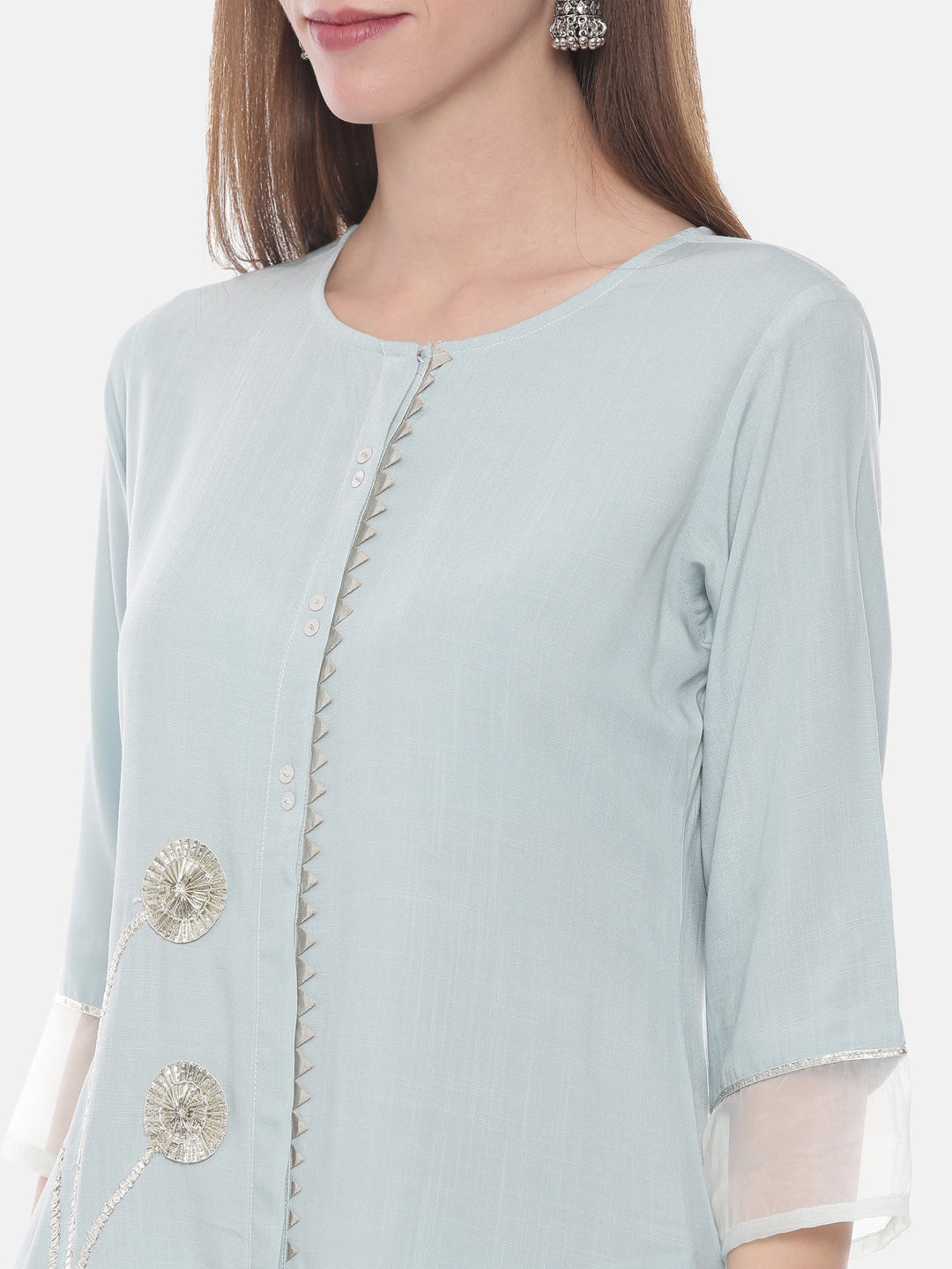 Neeru's Aqua Embellished Straight Kurta