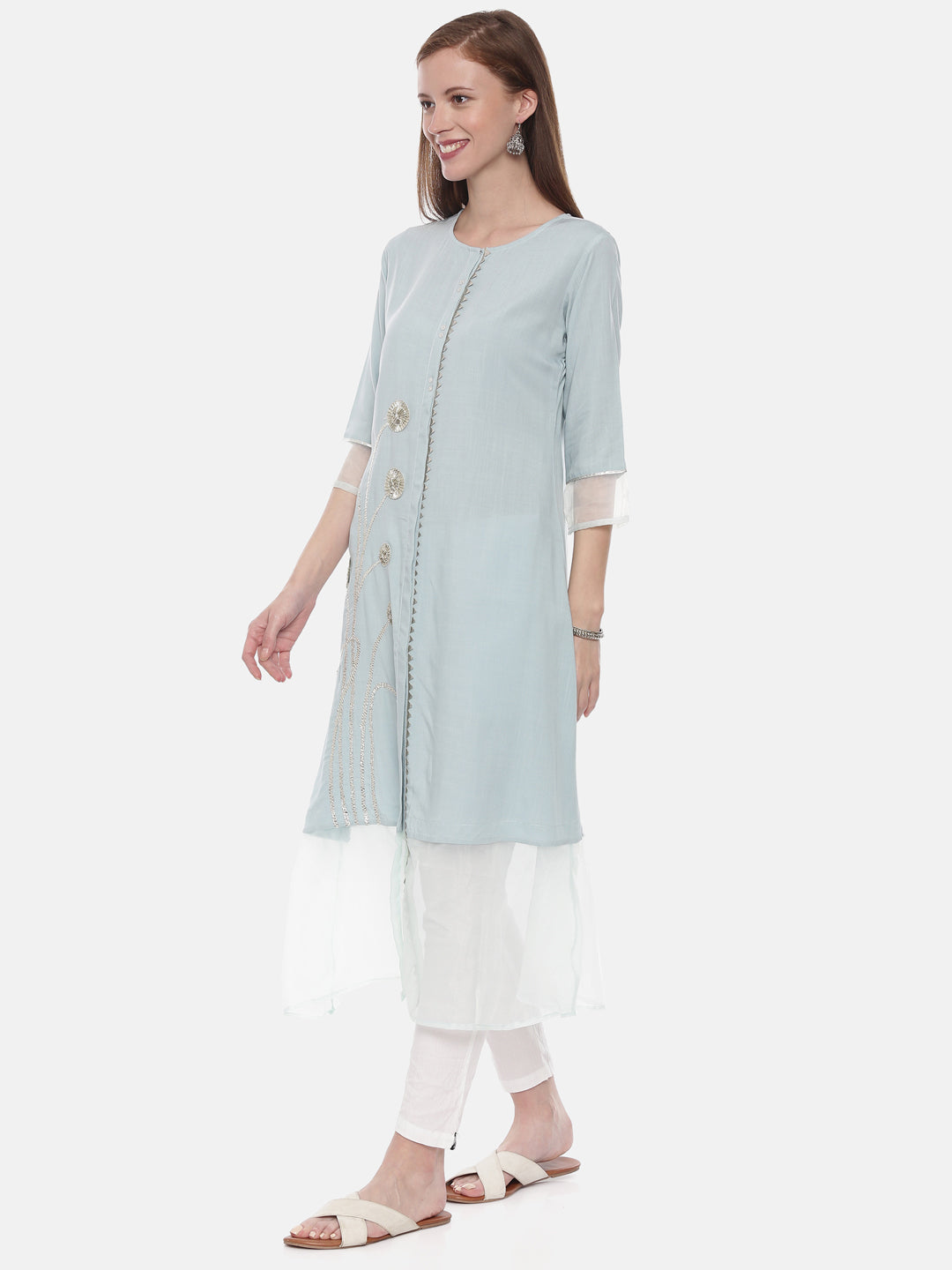 Neeru's Aqua Embellished Straight Kurta