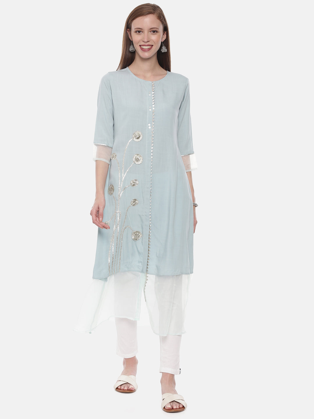 Neeru's Aqua Embellished Straight Kurta