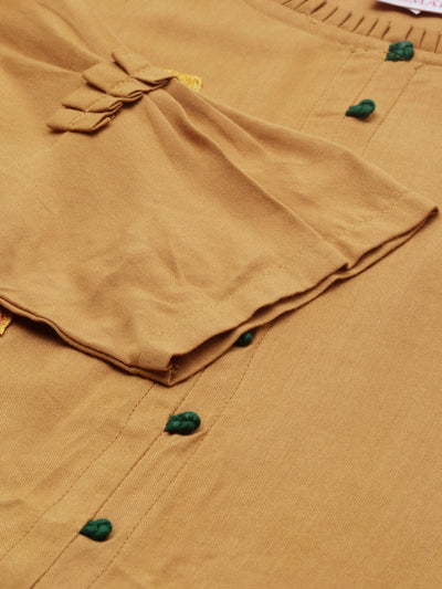 Neeru's Brown Embroidered Straight Kurta