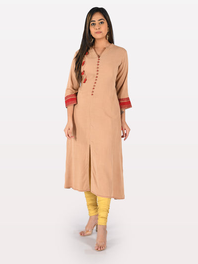 Neeru's Peach A Line Kurta