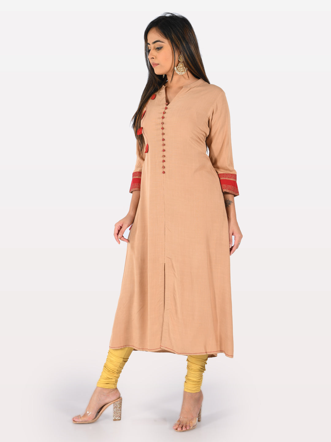 Neeru's Peach A Line Kurta