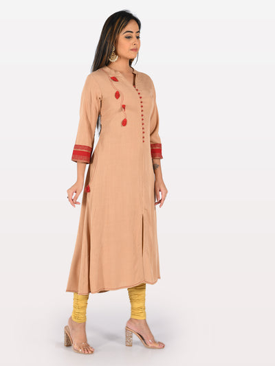 Neeru's Peach A Line Kurta