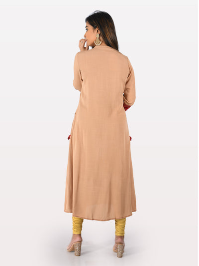 Neeru's Peach A Line Kurta